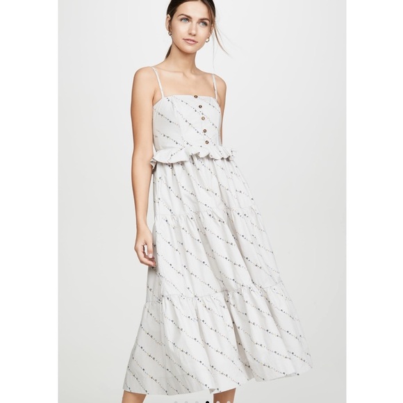 NWT Ganni Printed Cotton Poplin Dress In Vapor… - Picture 1 of 16